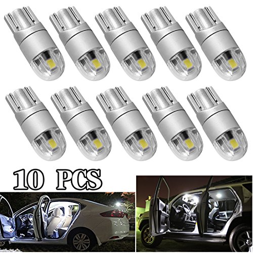 T10 LED Light Bulb W5W 194 Super Bright 3030 2SMD for Car Interior Exterior Lights(T10 10PS-White)