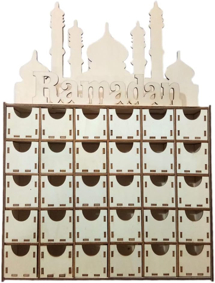 Wooden MDF Drawer Eid Ramadan Mubarak Advent Calendar Muslim Islamic Decorations Ornament Party Supplies
