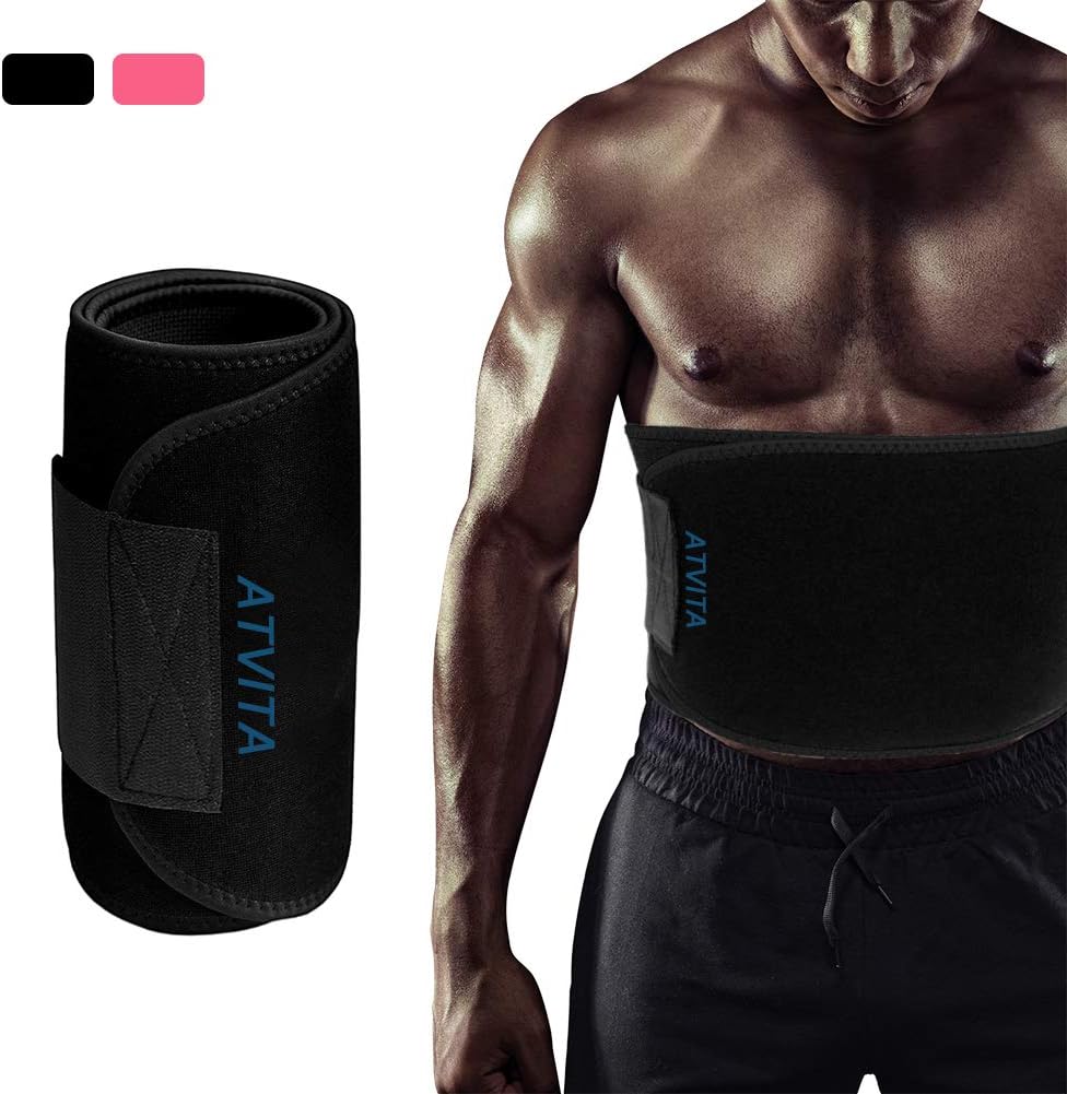 ATVITA Waist Trimmer Belt Promotes Sweat Slimmer Belt Stomach Wrap Belly for Women & Men Exercise Workout Adjustable Power Strap Muscle & Back Support