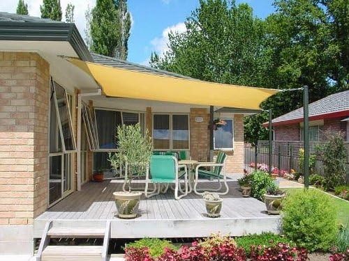 Petra's 18 Ft. X 18 Ft. Square Sun Sail Shade. Durable Woven Outdoor Patio Fabric w/ Up to 90% UV Protection. 18x18 Foot. (Desert Sand)