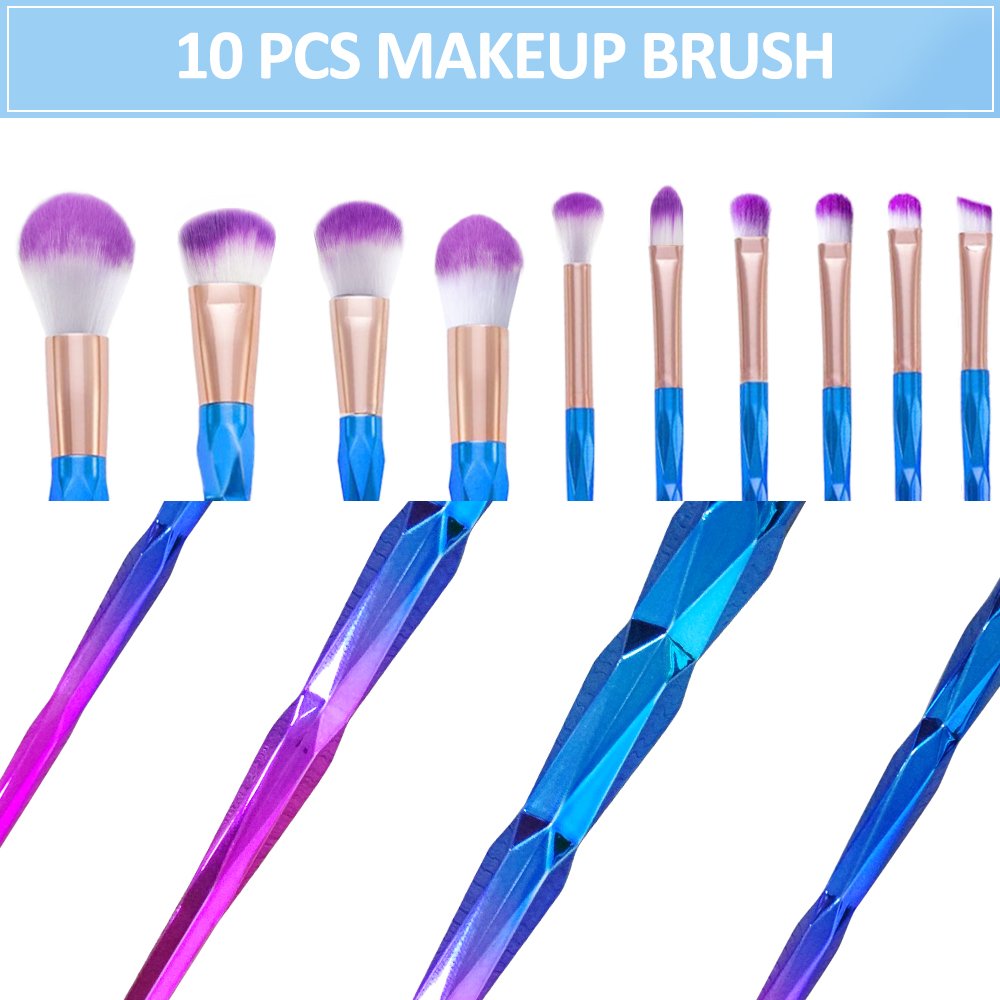 Makeup Brush Set 10 Pieces, L’aise vie Premium Synthetic Kabuki Foundation Face Powder Blush Eyeshadow Brush Lip Brushes Colorful Makeup Brush Kit Cruelty-Free Synthetic Fiber Bristles