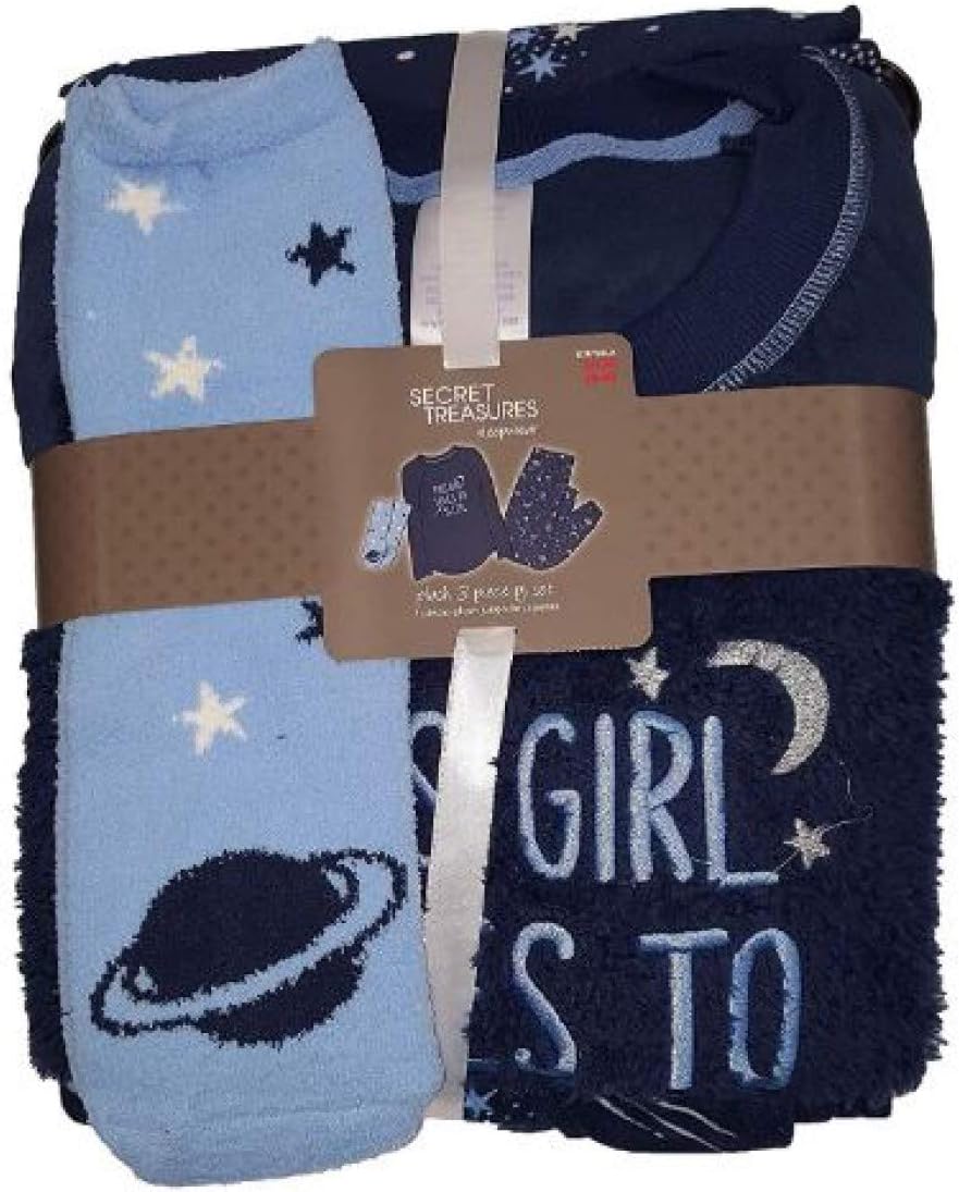 This Girl Loves to Sleep Blue Cove Fleece Plush Pajama Sleep Set w/Socks