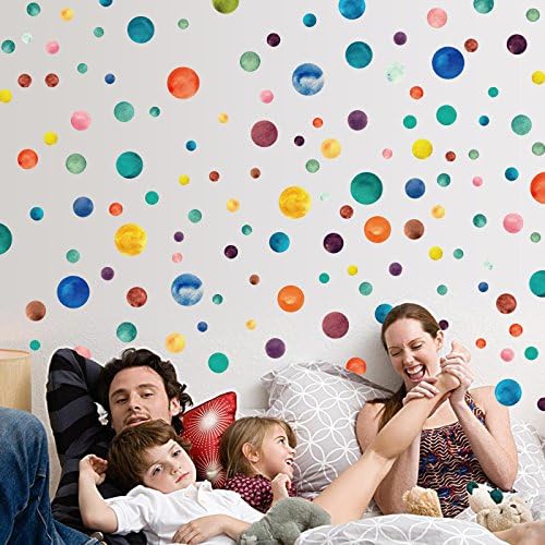 Lodintech Dots Wall Decals Stickers (160 Decals) Easy to Peel&Stick Polka Dots Wall Decals Removable Circle Decals for Kids Classroom Nursery Room Decoration (Color A)