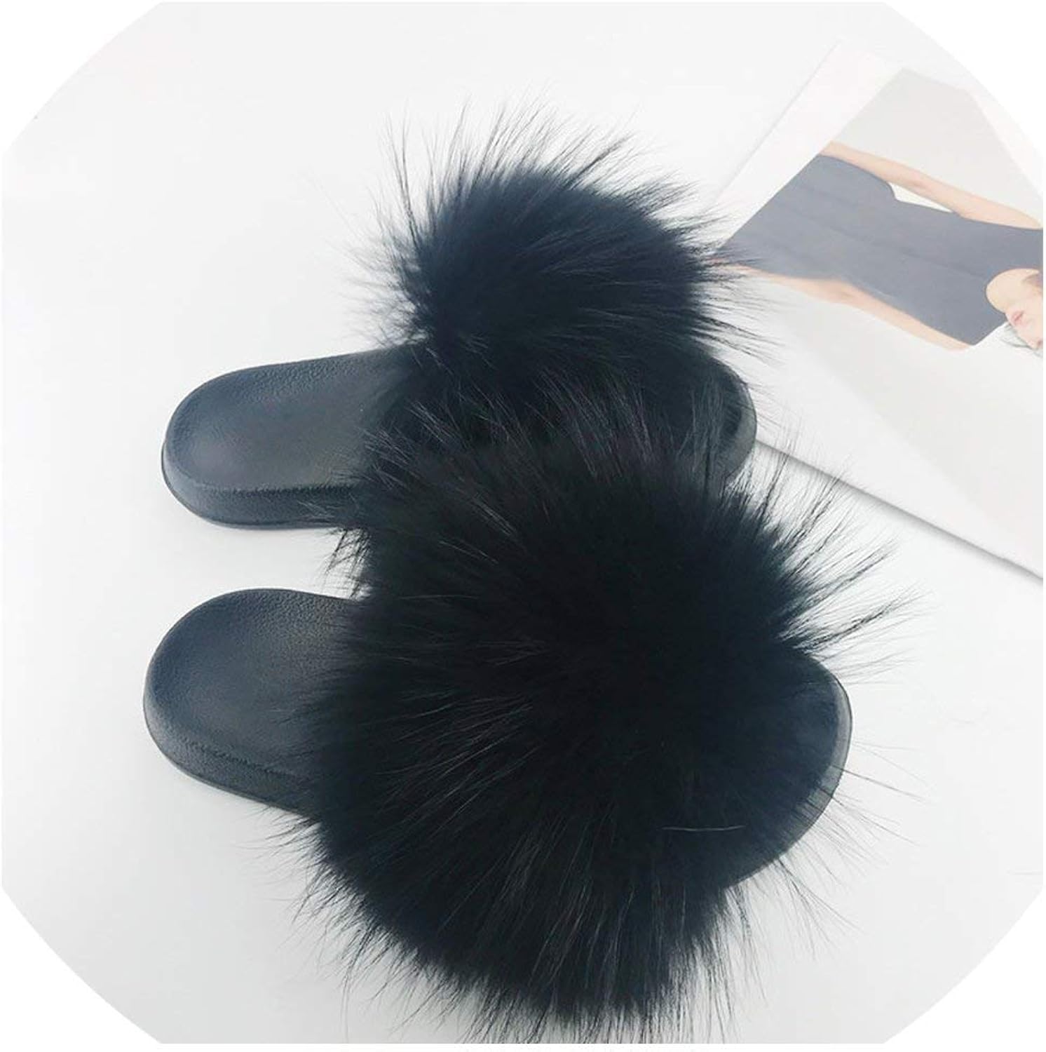 ladies fur sliders