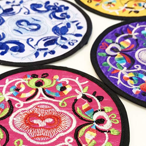 12pcs-Chinese-Embroidery-Round-Coasters-for-Drinks-Eastern-Ethnic-Floral-Pattern-Vintage-Fabric-Coaster-Decorative-Cup-Mat-PlacematMixed-Colors-Mixed-Color-12pcs