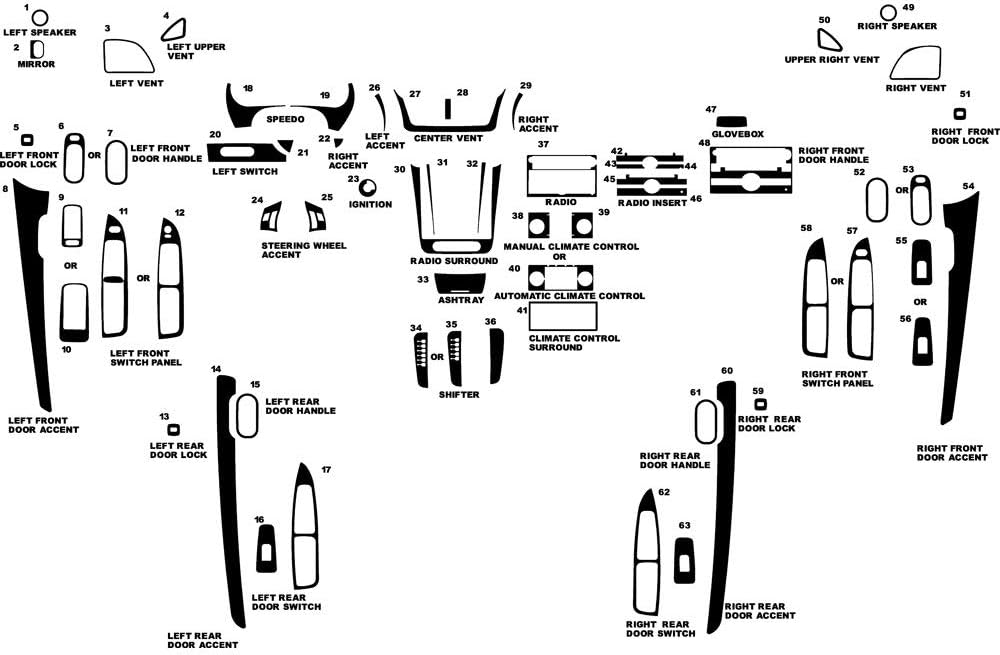 Rvinyl Rdash Dash Kit Decal Trim for Chevrolet Malibu 2008-2012 - Wood Grain (Mahogany)