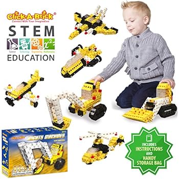 Click A Brick Mighty Machines 100pc Building Blocks Set Best Stem Toys For Boys Girls Age 5 6 7 Year Old Fun Kids 3d Construction Puzzle Top