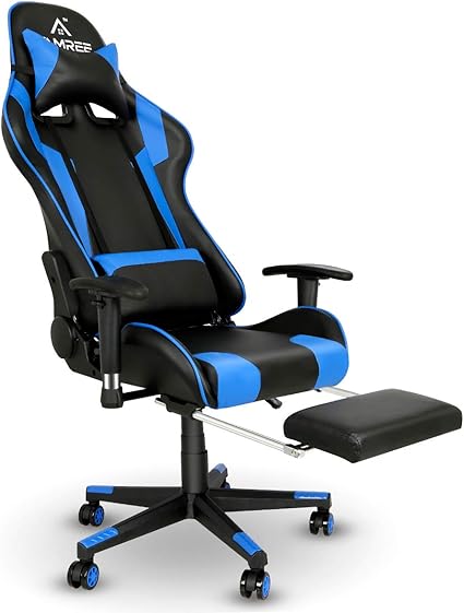 Amazon Co Jp Famree ゲーミングチェア オフィスチェア パソコンチェア デスクチェア リクライニング ゲーム用チェア レザー パソコンチェア 腰痛対策 事務椅子 ヘッドレスト チェア ひじ掛け付き 180 リクライニング可能 高さ調節可能 チェア 伸縮可能のオットマン 360