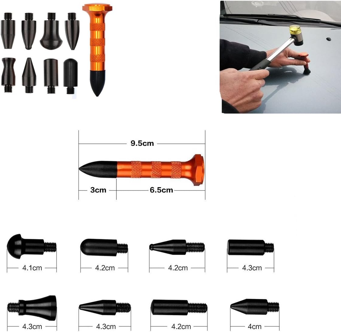 HiYi PDR Tools Paintless Dent Repair Kit Metal Tap Down Tools with 9 Heads Dent Fix Tools BigaMart