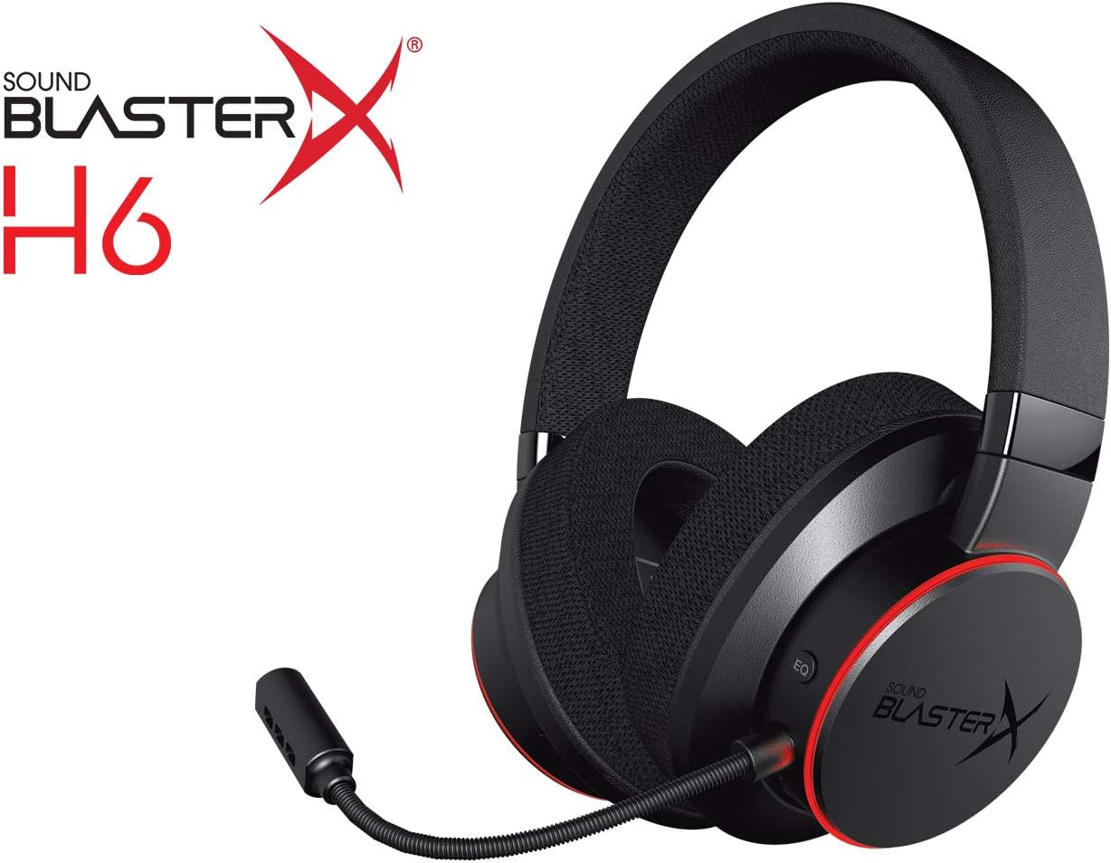Sound BlasterX H6 USB Gaming Headset with 7.1 Virtual Surround Sound, Memory Foam Fabric Earpads, Hardware EQ Modes, Ambient Monitoring and RGB Lighting for PS4, Xbox One, Nintendo Switch, and PC