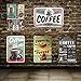 UNIQUELOVER Coffee Signs, Premium Coffee Time Vintage Retro Metal Tin Signs Kitchen Home Bar Decor 8 X 12 Inches, Small