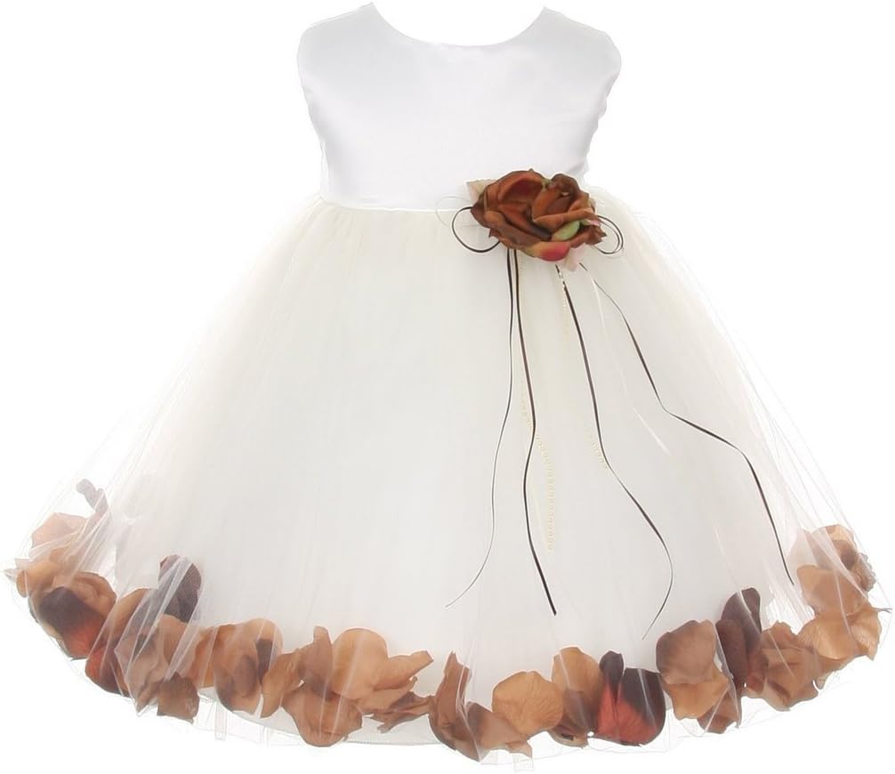 iGirldress Baby Girls Satin Bodice Flower Pageant Petal Dress Infant 6mos-24mos