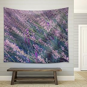 Closeup of Lavender Flowers Field - Fabric Wall Tapestry Home Decor - 51x60 inches