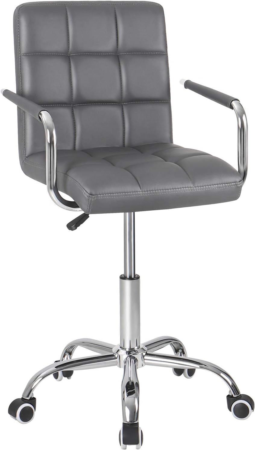 KaiMeng Ergonomic Task Chair Swivel Adjustable Executive Office Chairs PU Leather Mid Back Secretary Chair Armrest