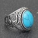 VQYSKO Retro Turquoise Ring for Men and Women | Stainless Steel Oval Turquoise Ring for Men and Women | Ideal Gift for Dad Boyfriend Blue/Black/Brown/White Color for Choice (Blue, 12)