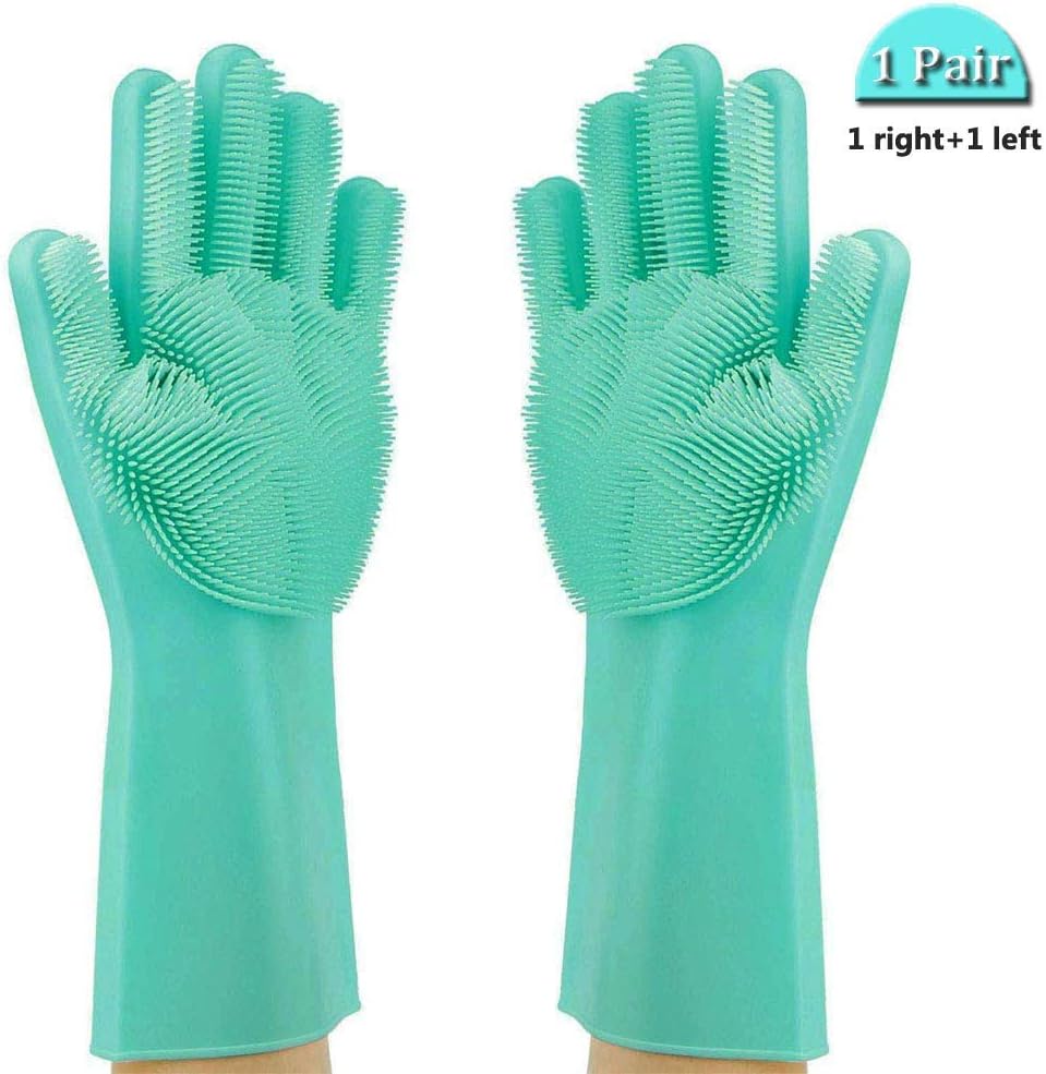 Silicone Gloves, Cleaning Gloves Dishwashing Scrubber Heat Resistant Reusable Brush Silicone Dish Scrubber for Cleaning, Rubber Glove for Household, Washing Up, Washing The Car