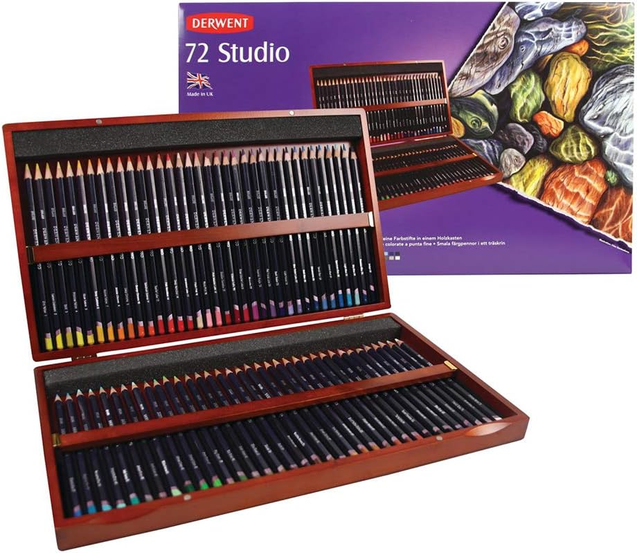 Derwent Colored Pencils, 72 Studio, 3.4mm Core, Wooden Box, 72 Count (32199) : Wood Colored Pencils : Office Products