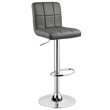 WOLTU® 1 x Barhocker Barstuhl Tresenhocker Stuhl drehbar und höhenverstellbar Tresen Hocker Kunstleder Grau 9167-1