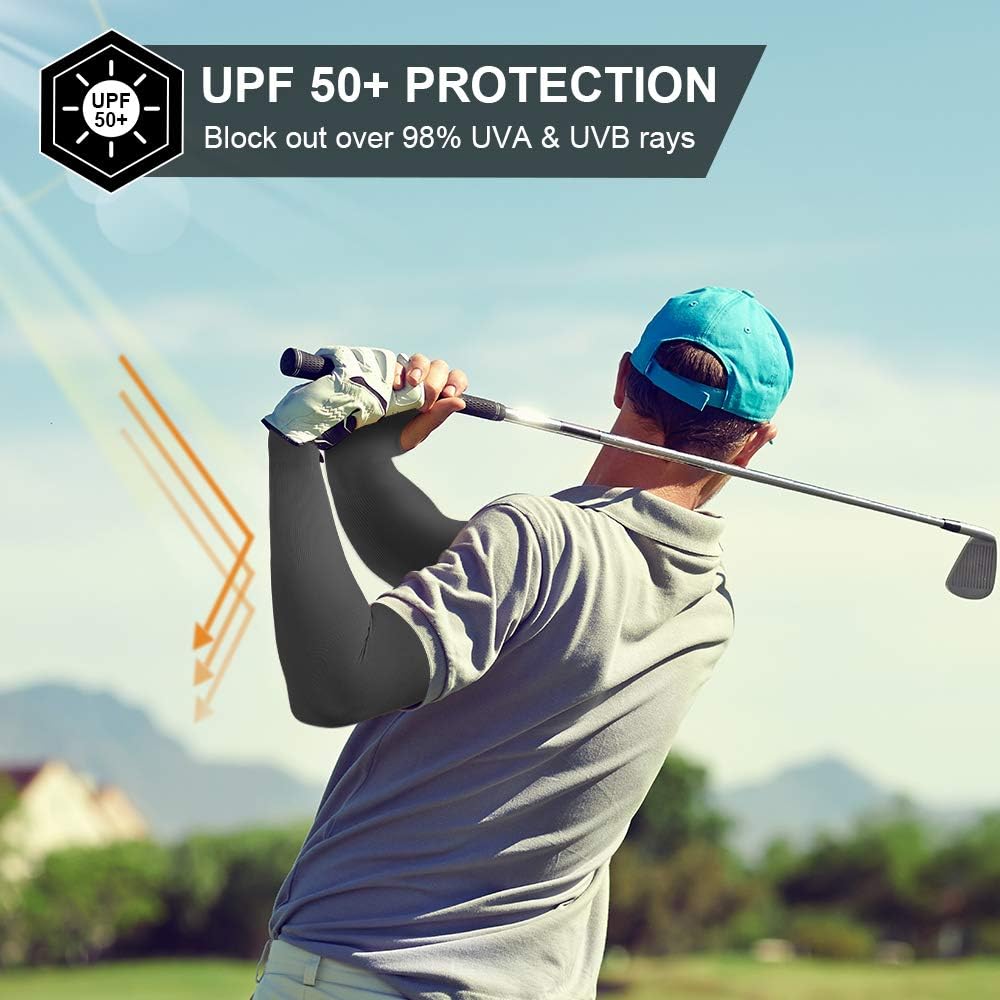 2 & 4 Pairs Sun Protection Arm Sleeves With Thumb Holes for Men & Women, Deep Grey: Clothing
