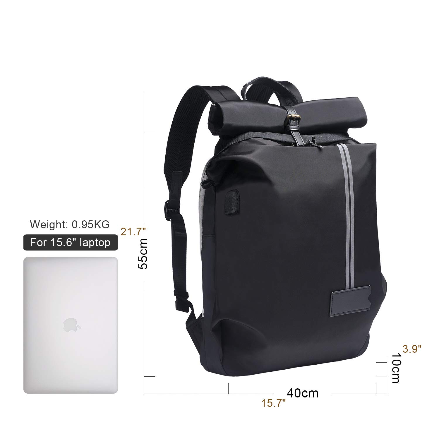 Raquette Sac à Dos USB Chargeur Sac antivol Sac à Dos pour Ordinateur Portable étanche DE 15.6 Pouces Sac Raquette de Badminton/Tennis Hommes Femmes vélo/Bicyclette/Moto/collège/Étudiant