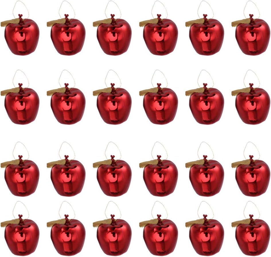 VOSAREA 24 PCS Mini Hanging Apple Ornaments Christmas Tree Pendant Baubles for Xmas Holiday Decoration Supplies - Red