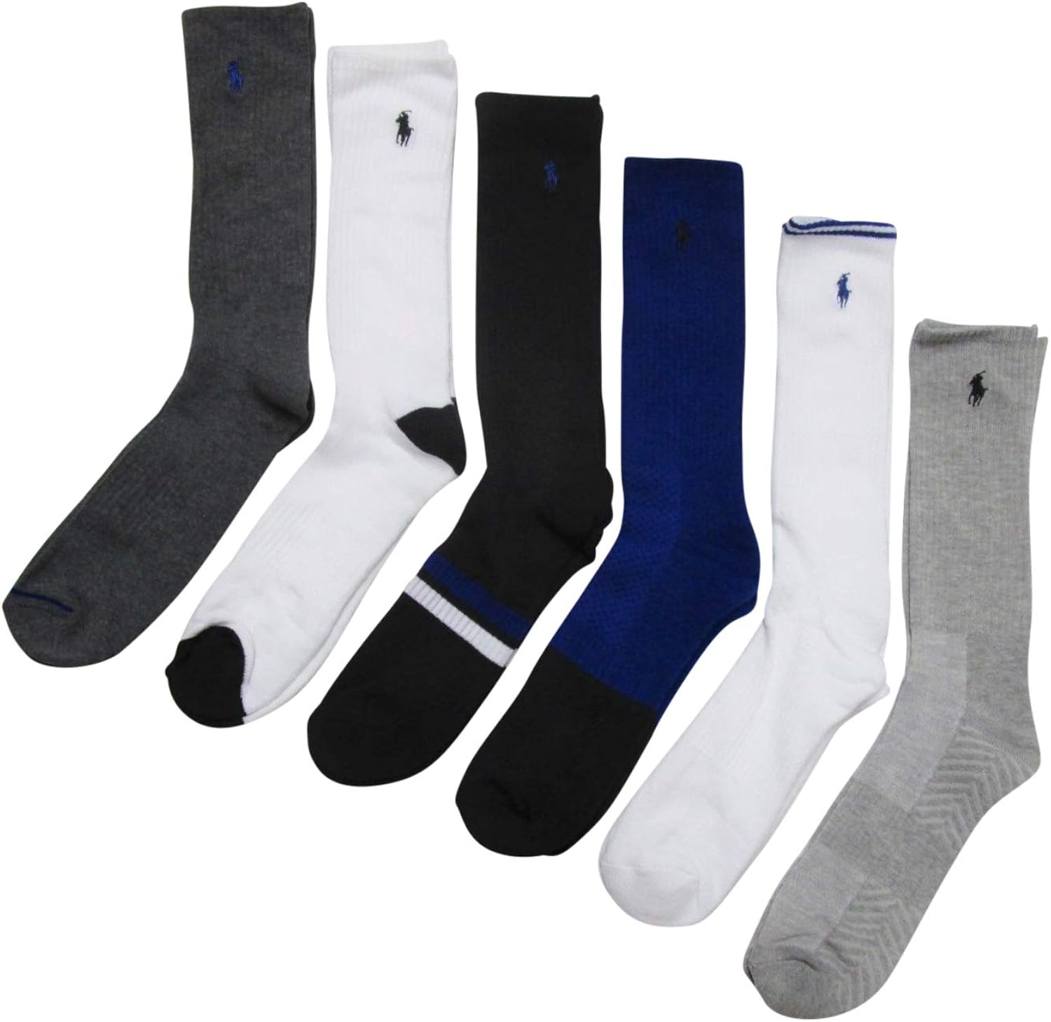 Polo Ralph Lauren Mens' Extended Size Athletic Crew Socks 6pack Big