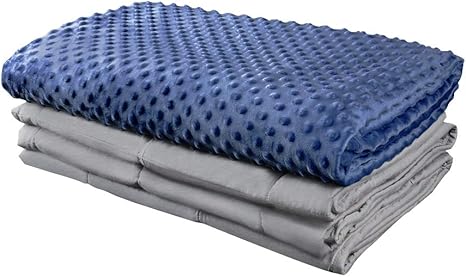 Amazon Com Comho Premium Adult Weighted Blanket Removable Cover 60 X80 15 Lbs 100 Cotton Minky Navy Blue Kitchen Dining
