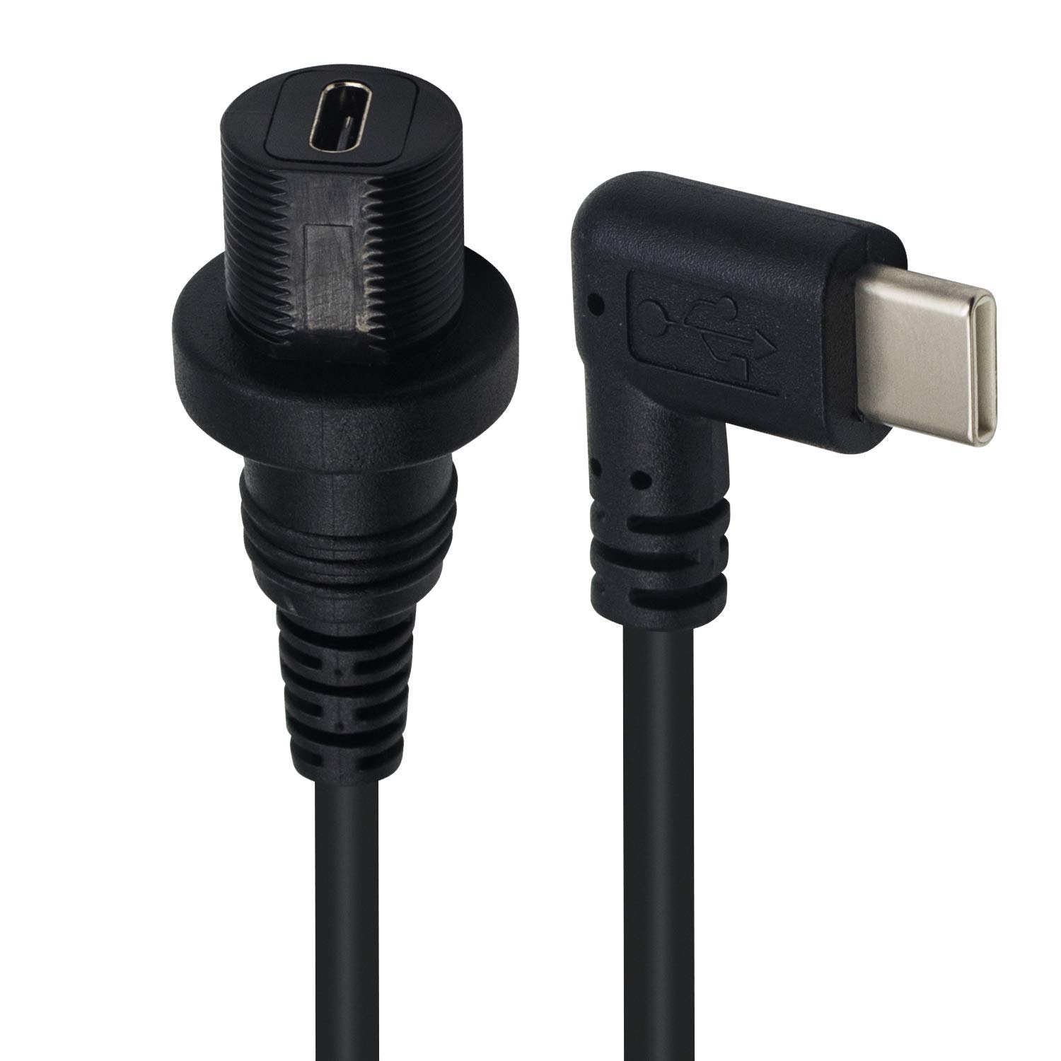 Duttek 90 Degree USB C Panel Mount Cable, Left &Right USB C Male to Female Mount Extension Cable for Car Boat, Motorcycle - Image 4