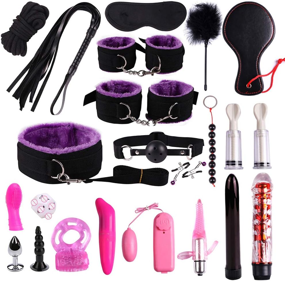 Ruinika New Plush Set Toy Suit 22 PCS Nylon Leather Kit Special Bundled Binding Set New Yoga Plush Leather Set Yoga Set SM Kit for Couple Adult Sexy Suit, Nylon Leather Suit, Plush Set Sexy Toy