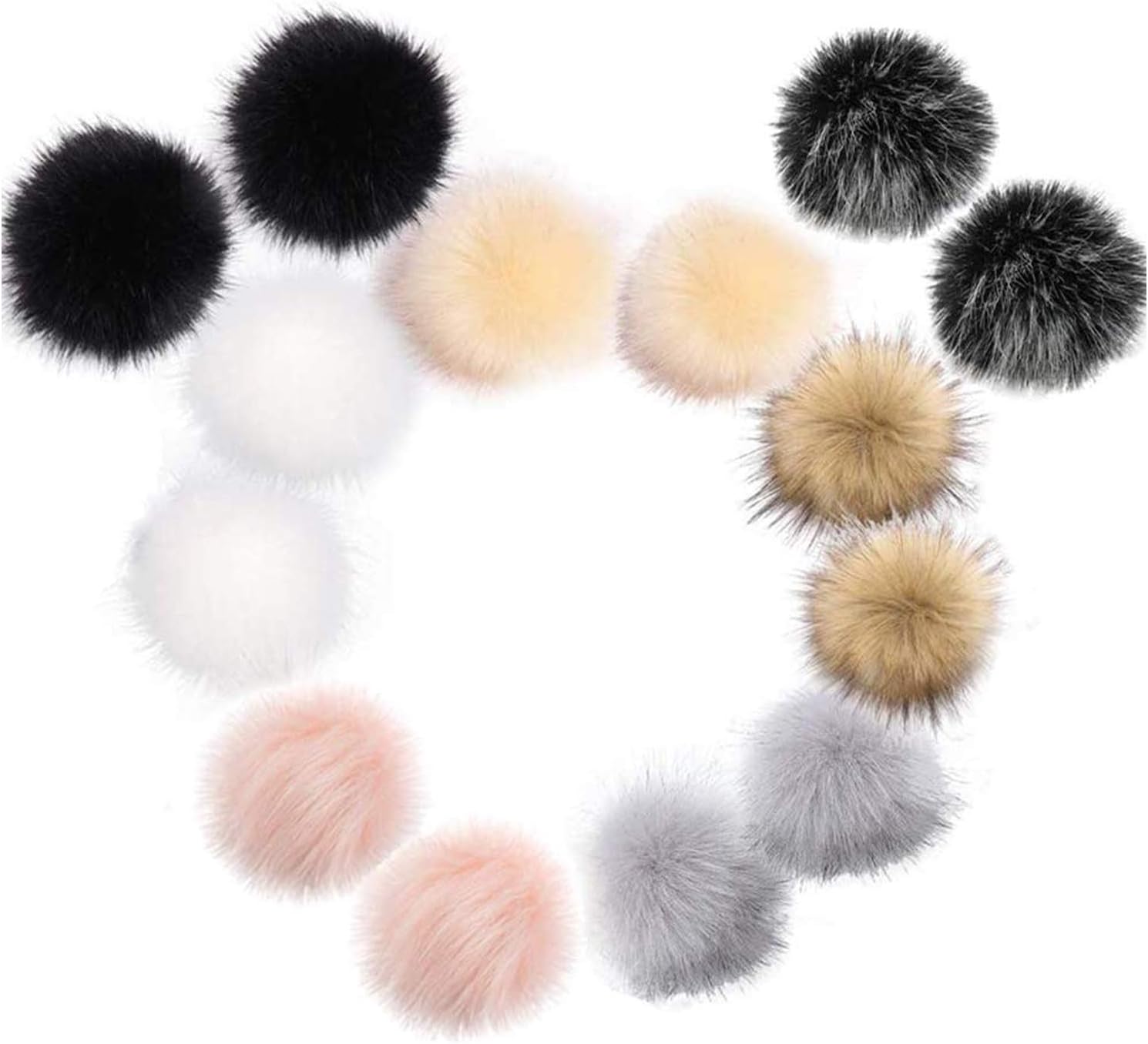 Amacoam Faux Fur Pom Poms for Hats 14 Pieces DIY Faux Fox Fur Fluffy