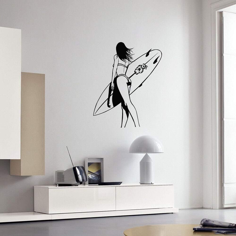 yaonuli Woman surfer sport sticker beach style home decoration decal 42x52cm