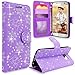 S7 Case, Galaxy S7 Wallet Case, Cellularvilla [Slim] [Card Slot] Premium Pu Leather Wallet Case [Wristlet] [Drop Protection] Flip Protective Stand Cover for Samsung Galaxy S7 G930 (Purple Glitter)