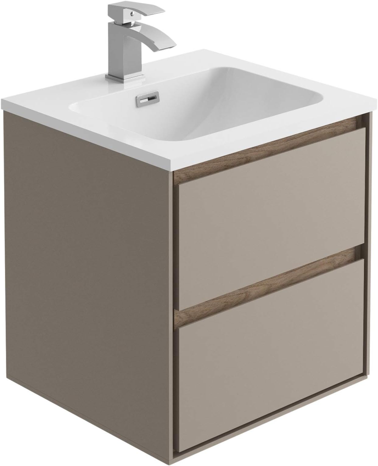 The Bath People Nessel Vanity Unit - Bathroom Storage - Bathroom Cabinets - Matt Grey & Oak - 500 mm