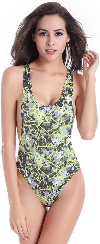 Gritu Women's Guitar Coconut Print One Piece Swimsuit Bathing Suit