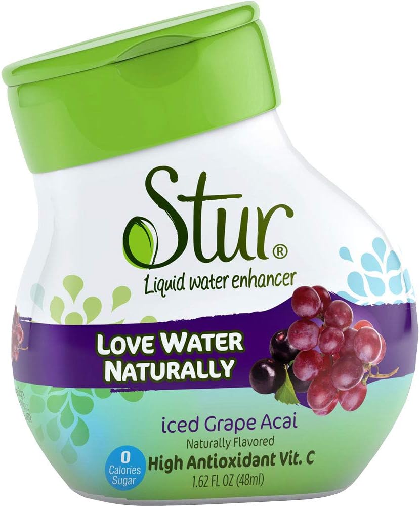 Stur Iced Grape Acai - 24 Servings - Makes Over 5 litres of Drink. High in Vitamin C. All Natural Stevia Water Enhancer. No-Added Sugar. 0 Calories. Works with Sodastream.