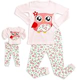 Family Baby Sleepwear,Mosstars Sale Doll & Girls Cartoon Pajamas Casual Cotton Cute Long Sleeve Tops Pants Matching Sets Beige