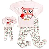Family Baby Sleepwear,Mosstars Sale Doll & Girls Cartoon Pajamas Casual Cotton Cute Long Sleeve Tops Pants Matching Sets Beige