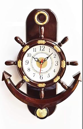 Click n Ship Plastic Pendulum Wall Clock (Brown)