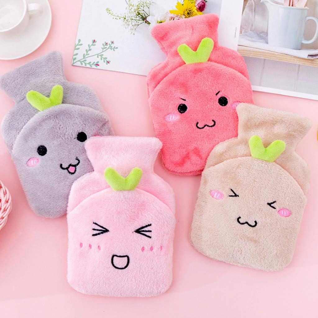 Cartoon Plush Hot Water Bottle Warm Water Bag with Cute Stuffed Animal Cover, Classic Rubber Explosion-Proof Hot or Cold Water Bottle 1PC
