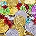 FUN LITTLE TOYS 288 PCs Pirate Gold Coins and Pirate Gems Jewelery Playset, Plastic Gold Coins, Goodie Bag Fillers Party Favor for Kids(144 Coins+144 Gem)