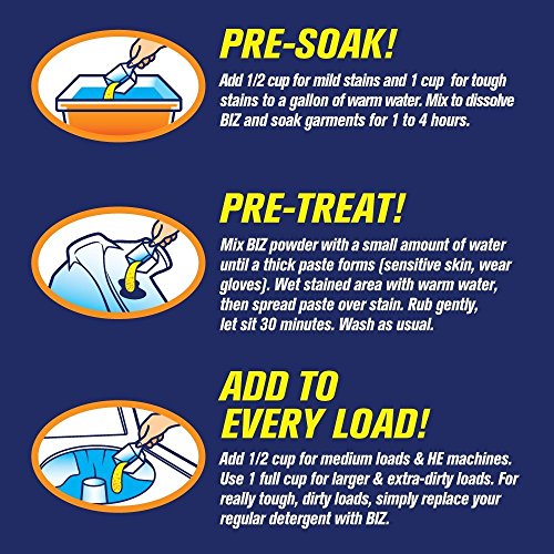 Biz Laundry Detergent Powder Booster, Stain & Odor Removal 4Pack, 80