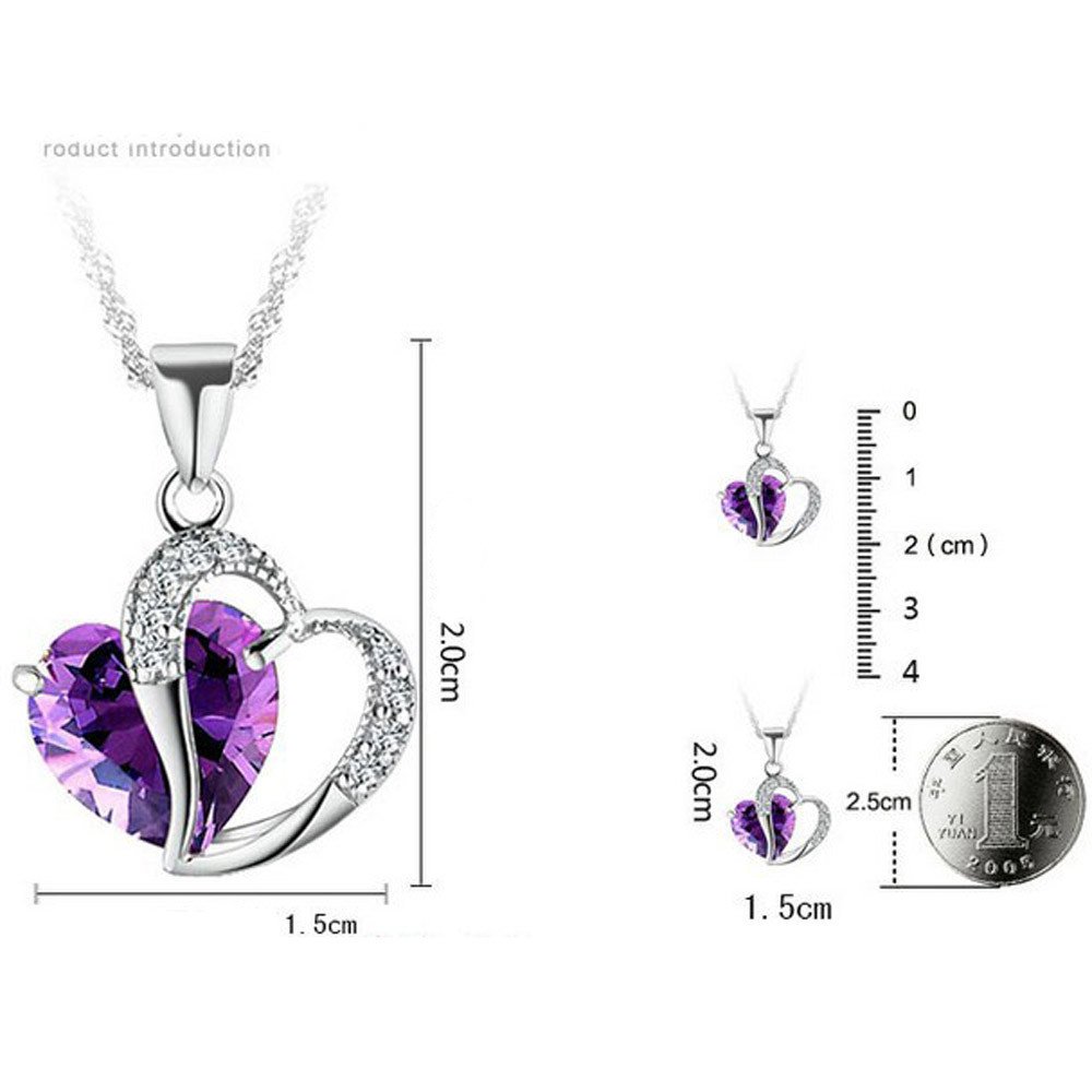 MoonHome Angel Wings Heart Crystal Rhinestone Silver Chain Pendant Necklace - Romantic Jewelry Gifts for Valentine\'s Day