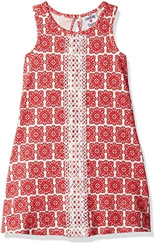 Counting Daisies Little Girls' Red Geo Print Knit Dress, Red/White, 3T