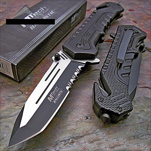 Mtech ballistic black tanto blade rescue pocket knife n…