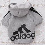 Tzou Adidog Hoodie Pet Clothes Dog Sweater Puppy Sweatshirt Warm Small Coat Christmas Gift 1-pc Set (Grey)