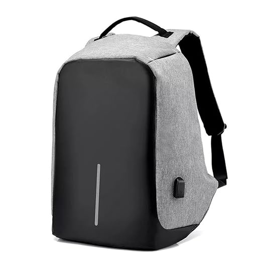 HOLMES Anti-Theft Laptop Backpack/Laptop Bag/College Bag/School Bag/Casual Backpacks/Bags & Backpacks/USB Bag/Smart Bag/Travel Bag/with USB Charging Port (Grey)