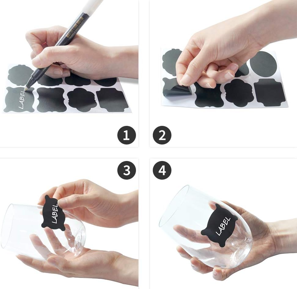 160 Chalkboard Labels- Removable Waterproof Stickers Label for Canisters for The Kitchen Glass Bottle Include Water-Based Marker Pen : Office Products