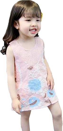 Gudeke 夏 海 子供服 キッズ ワンピース Aライン 小花柄 女の子 チュニック ノースリーブ 刺繍 ロングスカート 肌着 森ガール プレゼント 柔らか 可愛い ワンピース チュニック 通販 Amazon