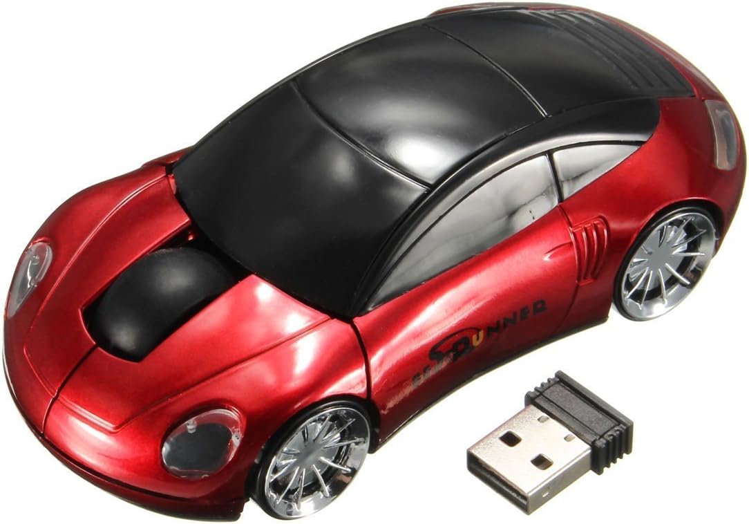 Chenshon Creative 3D Car Wireless Porsche Shape USB Gaming Mouse (Red)