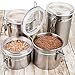Home Intuition Round Stainless Steel Airtight Canister Set with Clear Acrylic Lid and Locking Clamp, Set of 4